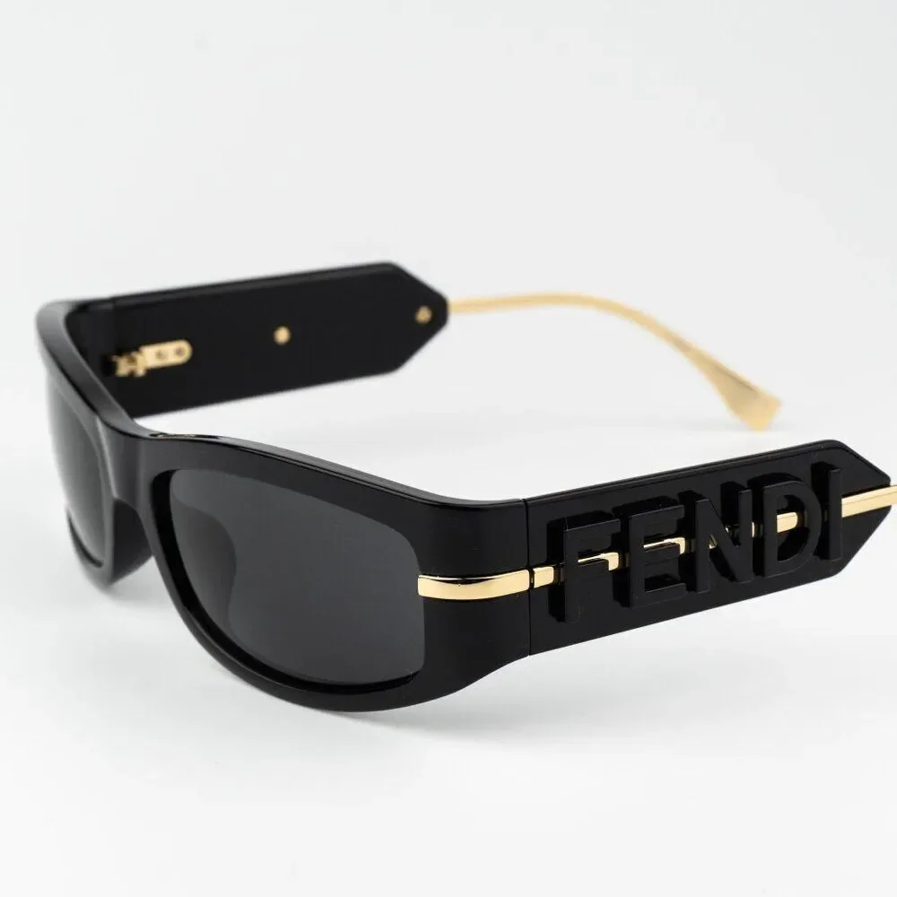 Fendi SHADOW Women Sunglasses Oval Black Smoke Grey FE40120I 01A BRAND NEW